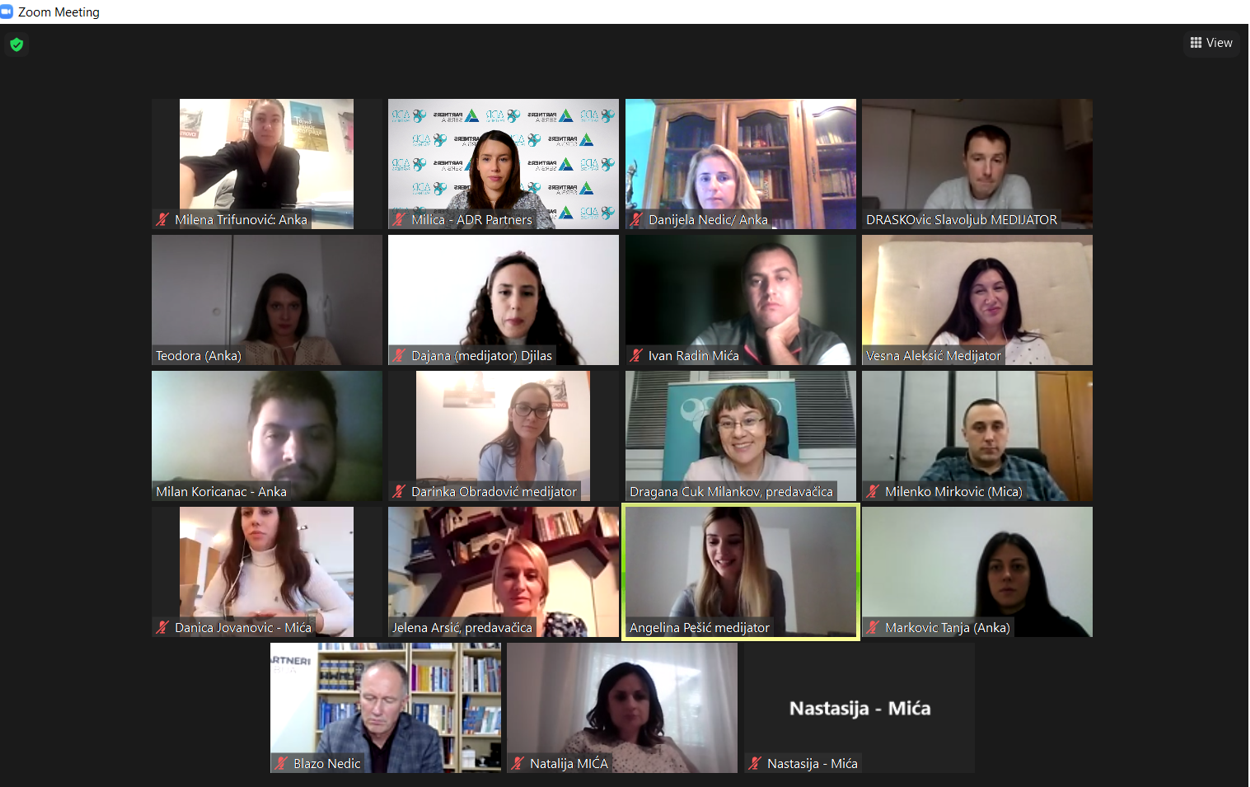 Održana onlajn Osnovna obuka za posrednike – medijatore